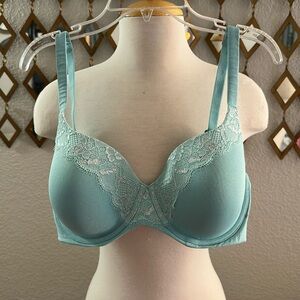 Ambrielle Lace Metallic Trim Bra in Light Blue
